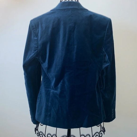 Dark Turquoise Blue Blazer Velour Size 10 - Picture 3 of 12